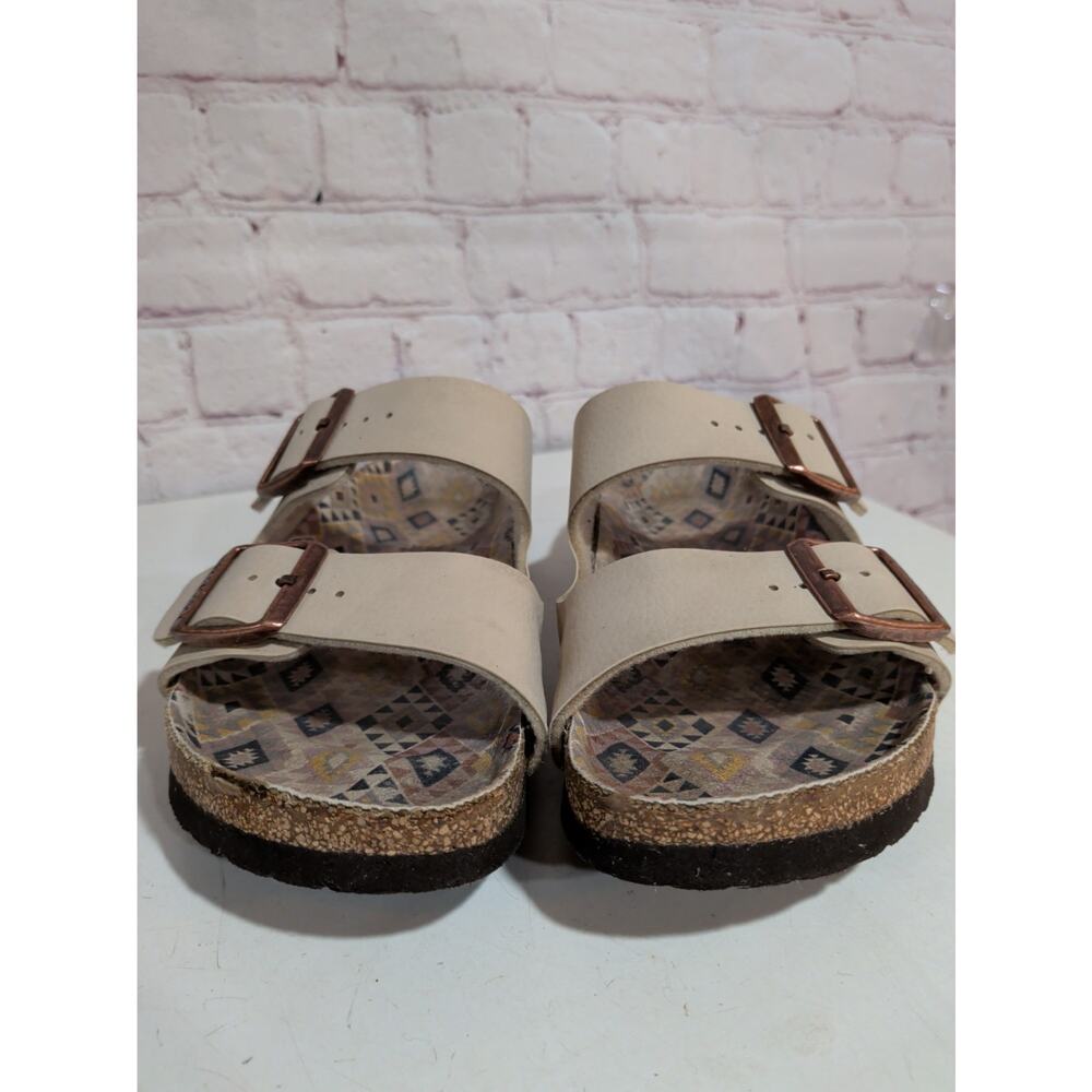 Birkenstock Arizona Ecru Birko Flor Aztec Sole Sandals Slide Size 38 US 7 Narrow - Picture 6 of 11